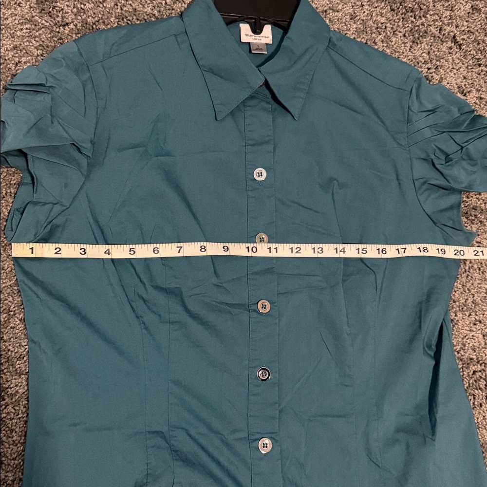 Worthington Turquoise Button-Up Blouse - Picture 7 of 7